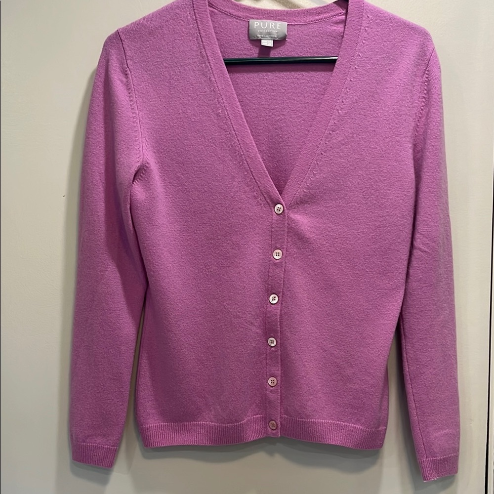 Pure Collection Cashmere Pink and Purple Cardigan Sweater